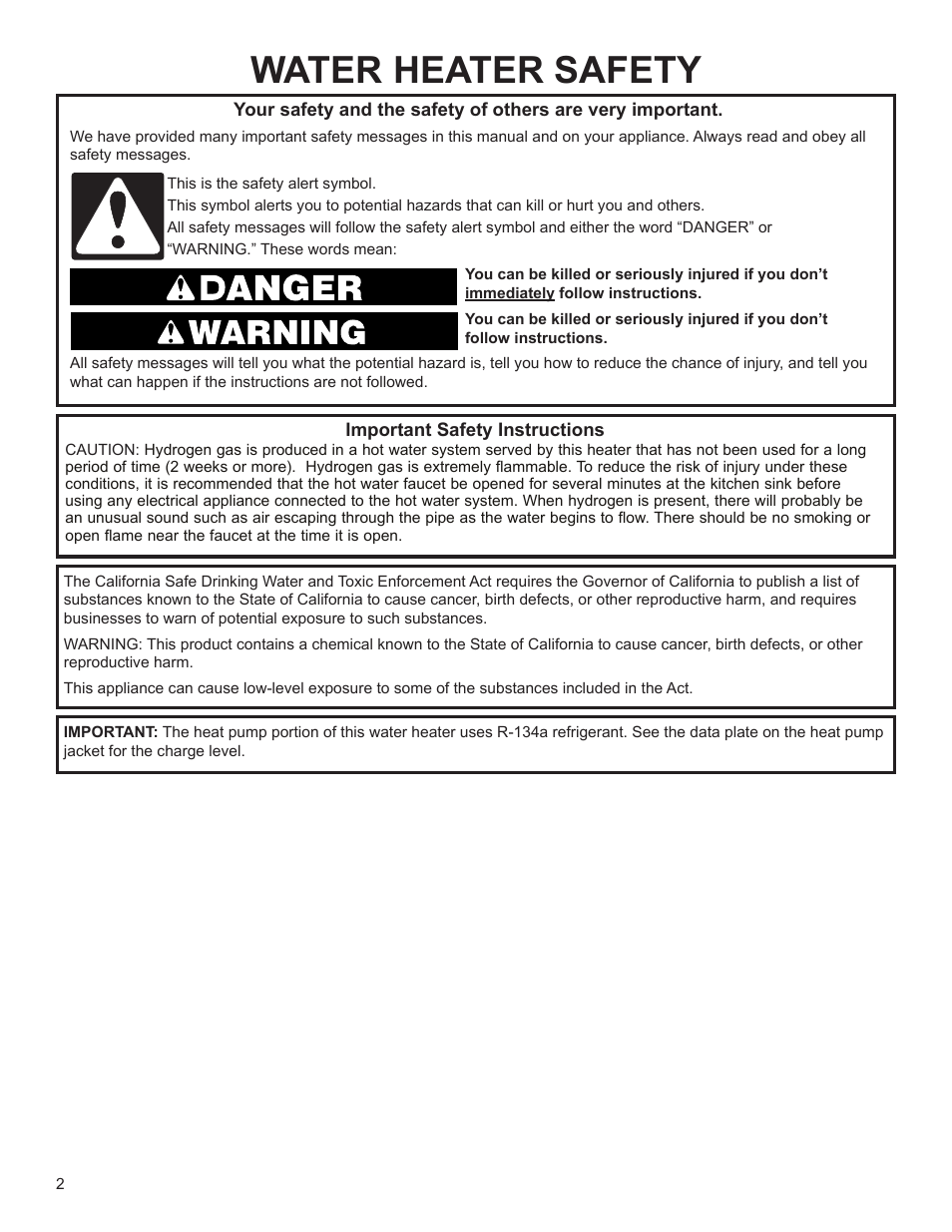 Water heater safety | State EPX 80 DHPT User Manual | Page 2 / 22