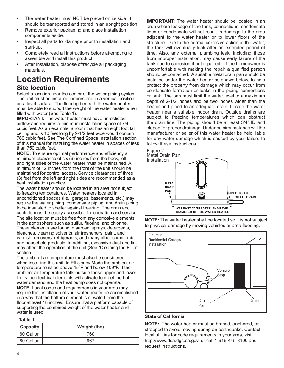 Location requirements, Site location | State EPX 80 DHPT User Manual | Page 4 / 22