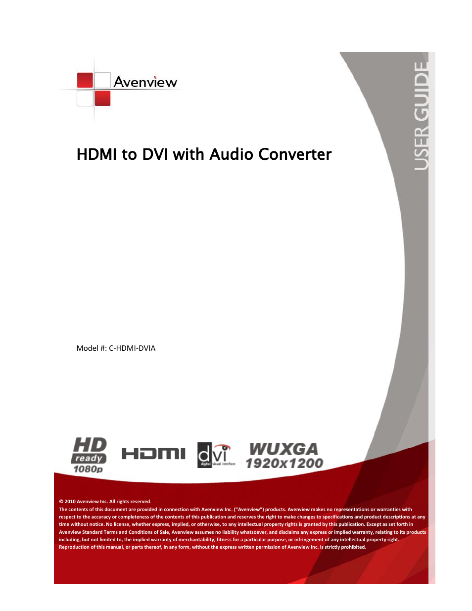 Avenview C-HDMI-DVIA User Manual | 10 pages