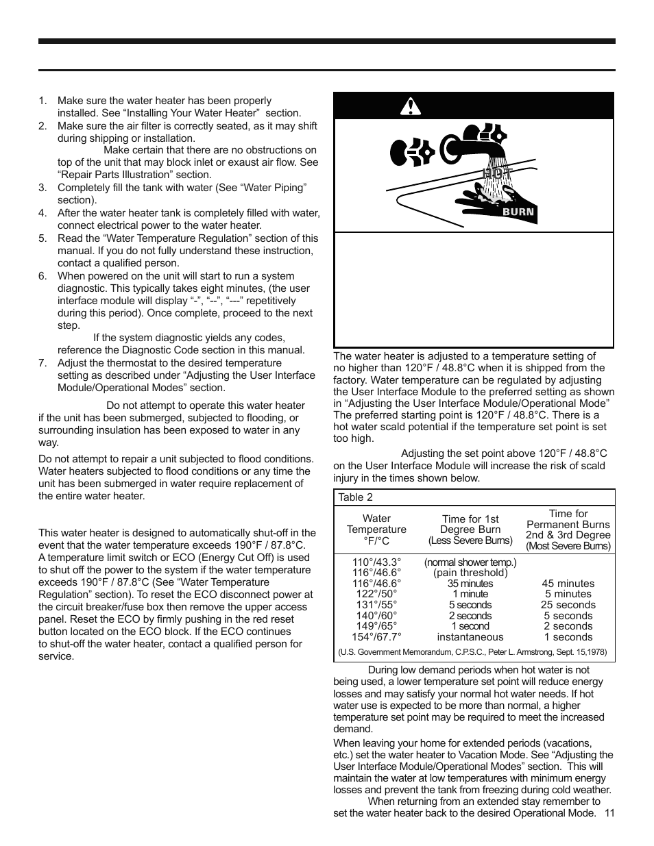 Operating your water heater, Warning, Before using | Water temperature regulation | State SPX 50 DHPT User Manual | Page 11 / 20