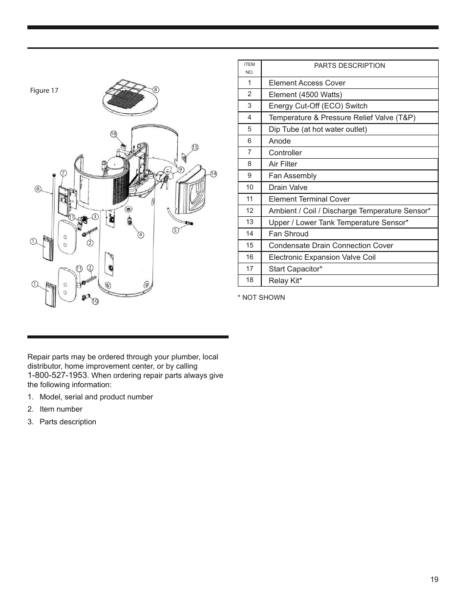 Repair part illustration, Repair parts, Repair parts list | State SPX 50 DHPT User Manual | Page 19 / 20