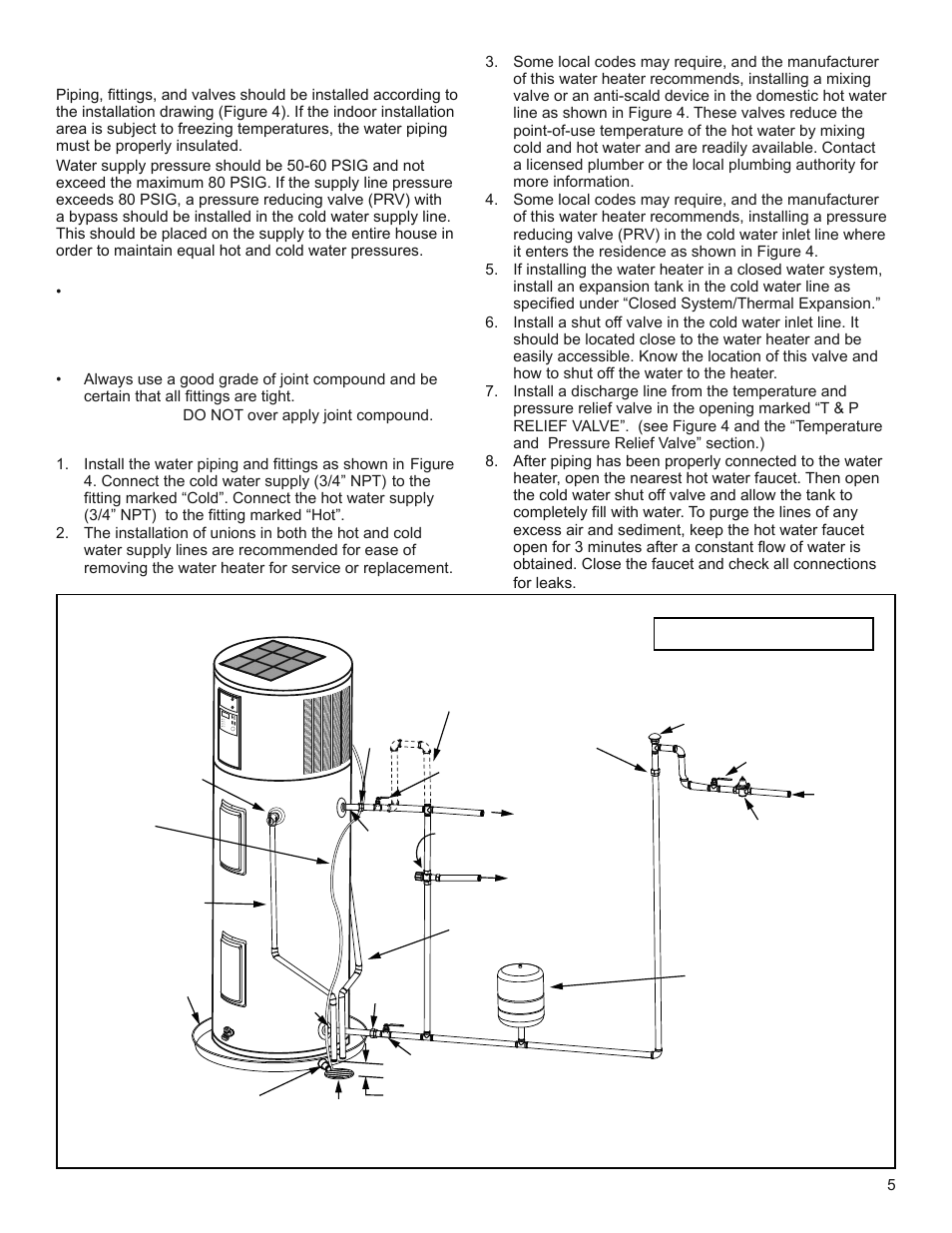 Water system piping, Piping installation | State SPX 50 DHPT User Manual | Page 5 / 20