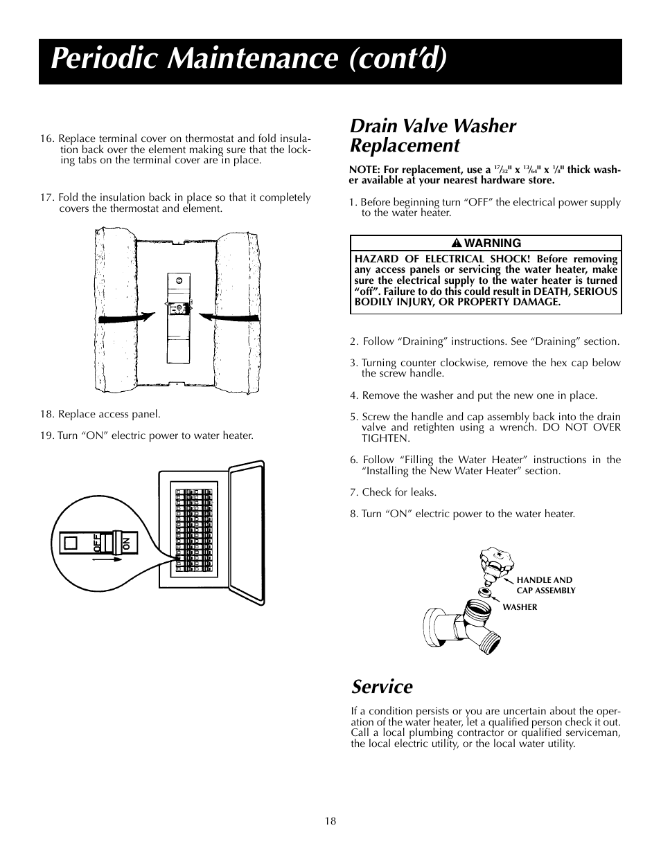 Periodic maintenance (cont’d), Drain valve washer replacement, Service | State P6 40 20T4 W User Manual | Page 18 / 20