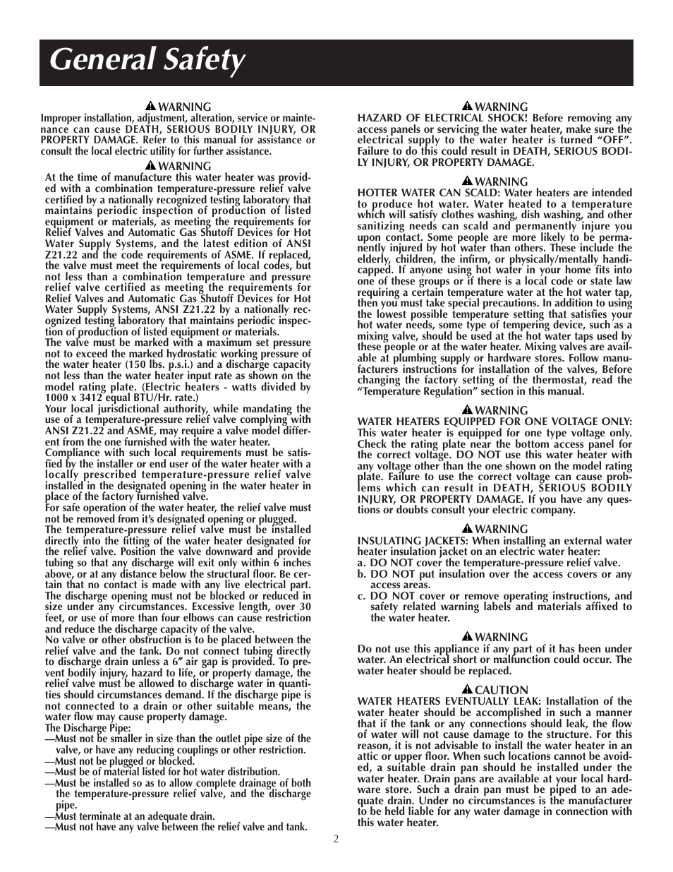 General safety | State P6 20 10 MS K User Manual | Page 2 / 20