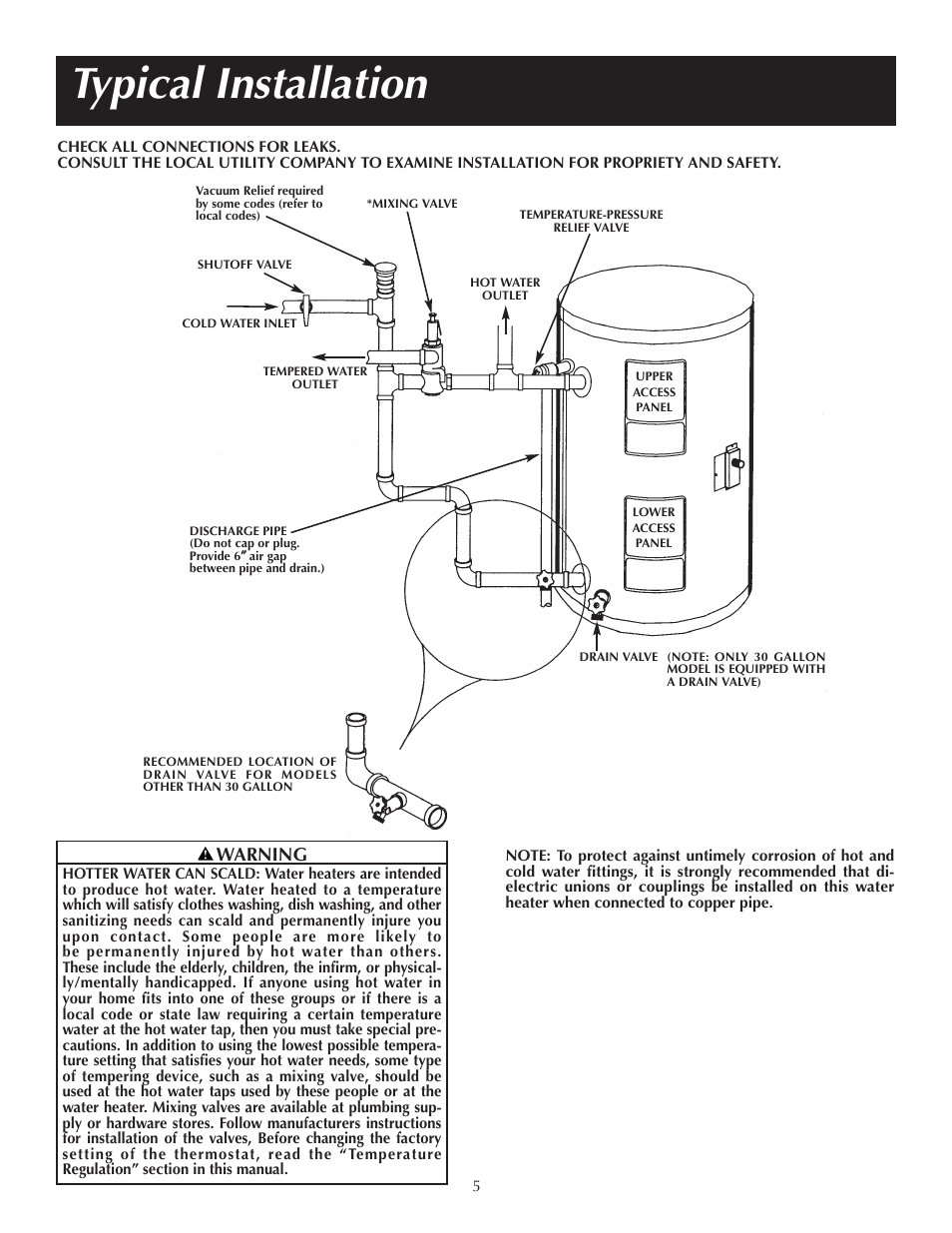 Typical installation, Warning | State P6 20 10 MS K User Manual | Page 5 / 20