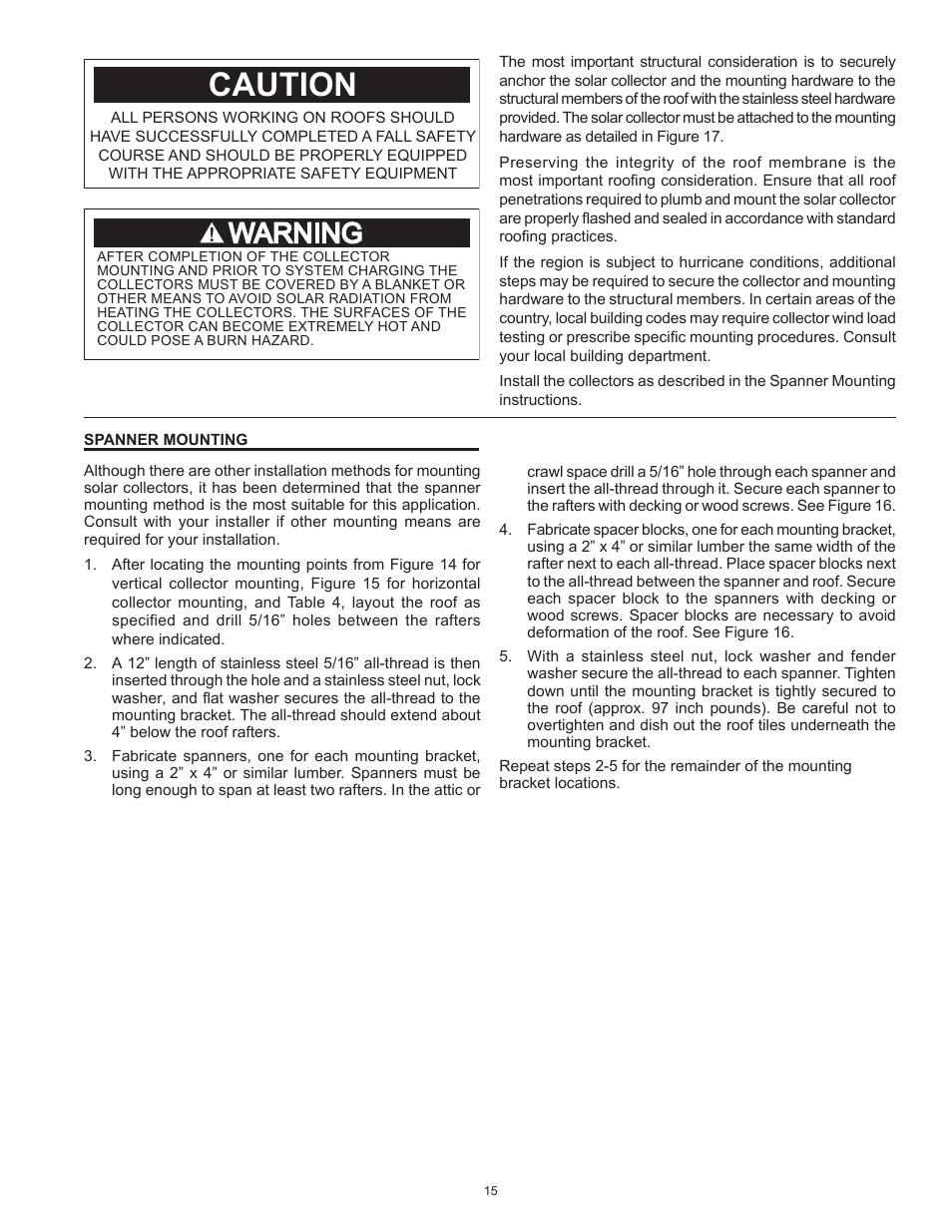 Caution, Warning | State Standard Systems User Manual | Page 15 / 40