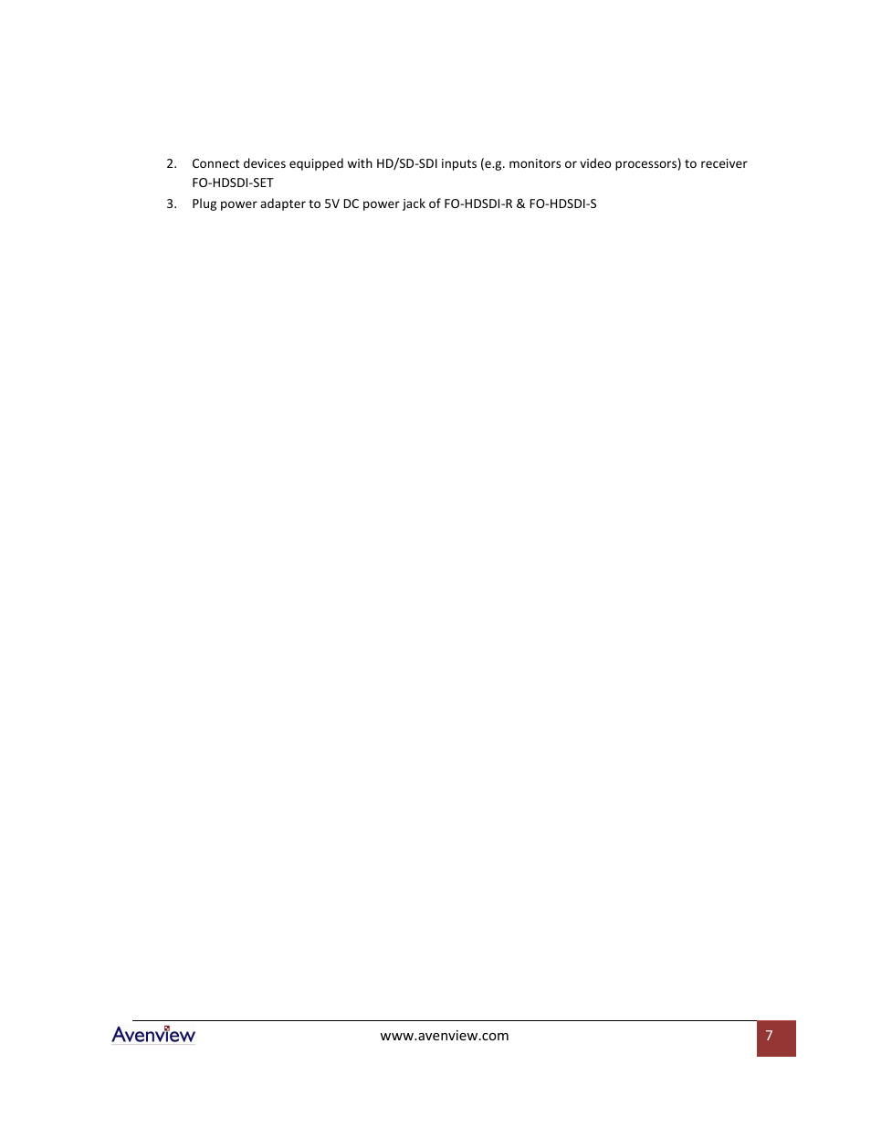 Avenview FO-HDSDI-SET User Manual | Page 7 / 10
