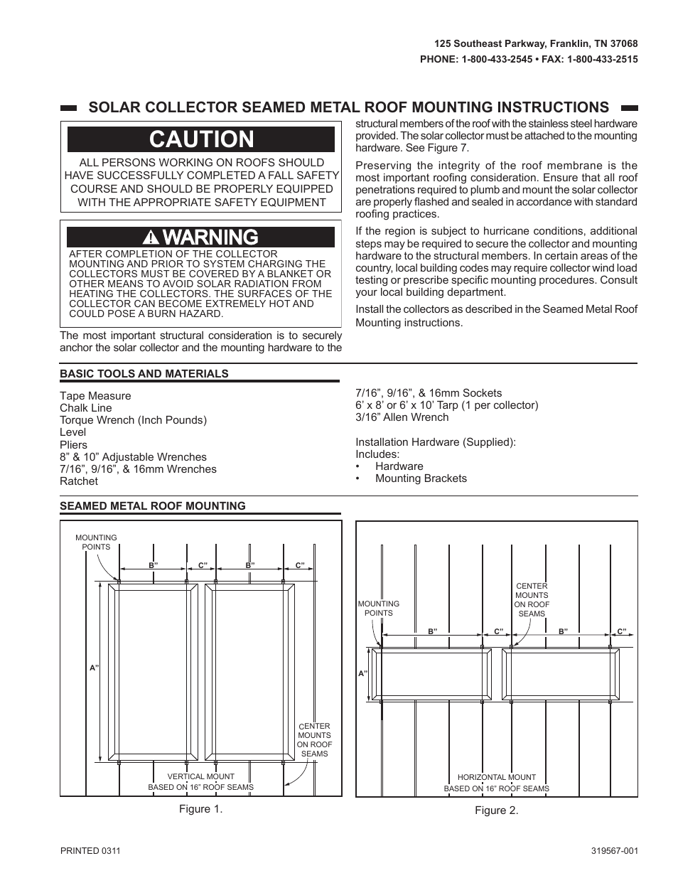 State Seamed Metal Roof User Manual | 3 pages