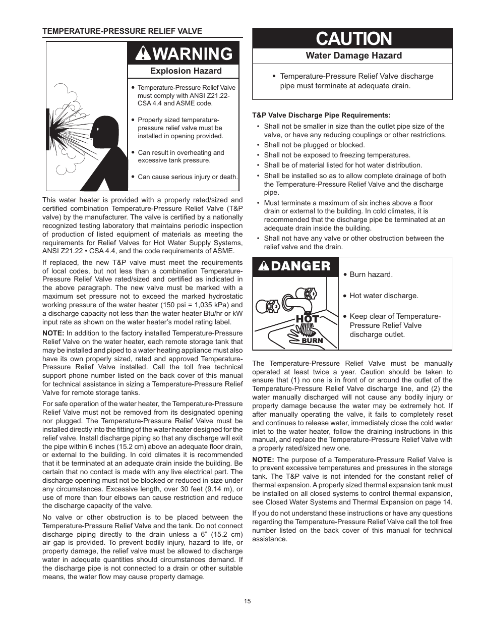 Caution, Water damage hazard | State SSX100 User Manual | Page 15 / 72