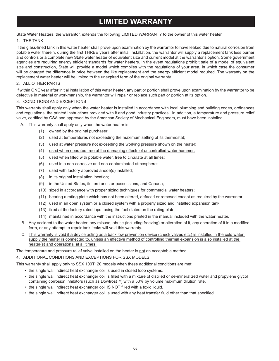 Limited warranty | State SSX100 User Manual | Page 68 / 72
