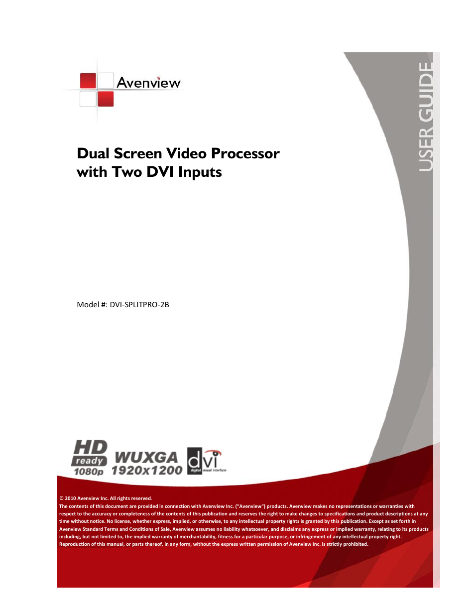 Avenview DVI-SPLITPRO-2BB User Manual | 26 pages