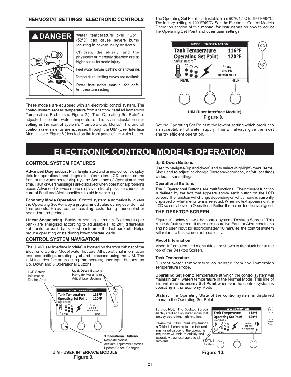 Electronic control models operation | State CSB 120 54 IFE User Manual | Page 21 / 52