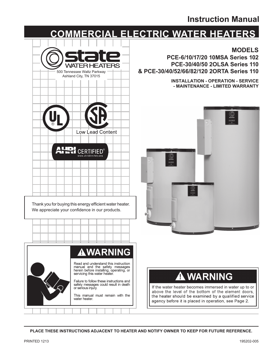 State PCE 120 2ORTA User Manual | 24 pages