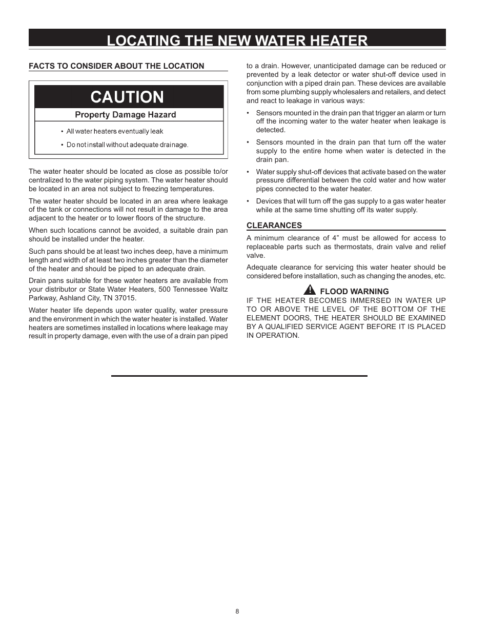 Locating the new water heater | State PCE 120 2ORTA User Manual | Page 8 / 24