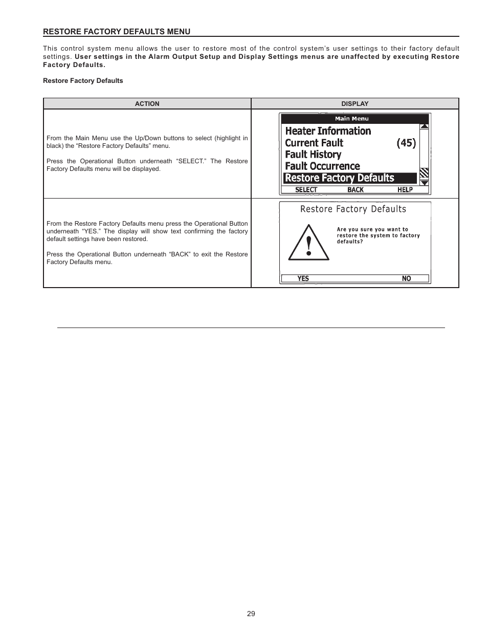 Restore factory defaults menu | State SSE-120 User Manual | Page 29 / 48