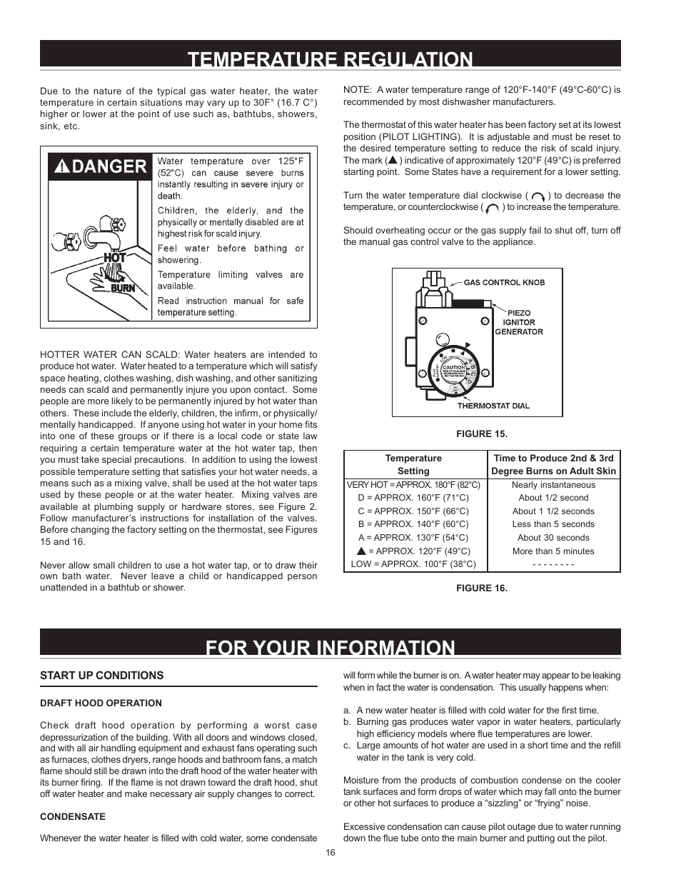 For your information, Temperature regulation | State SBS65 65NE User Manual | Page 16 / 24