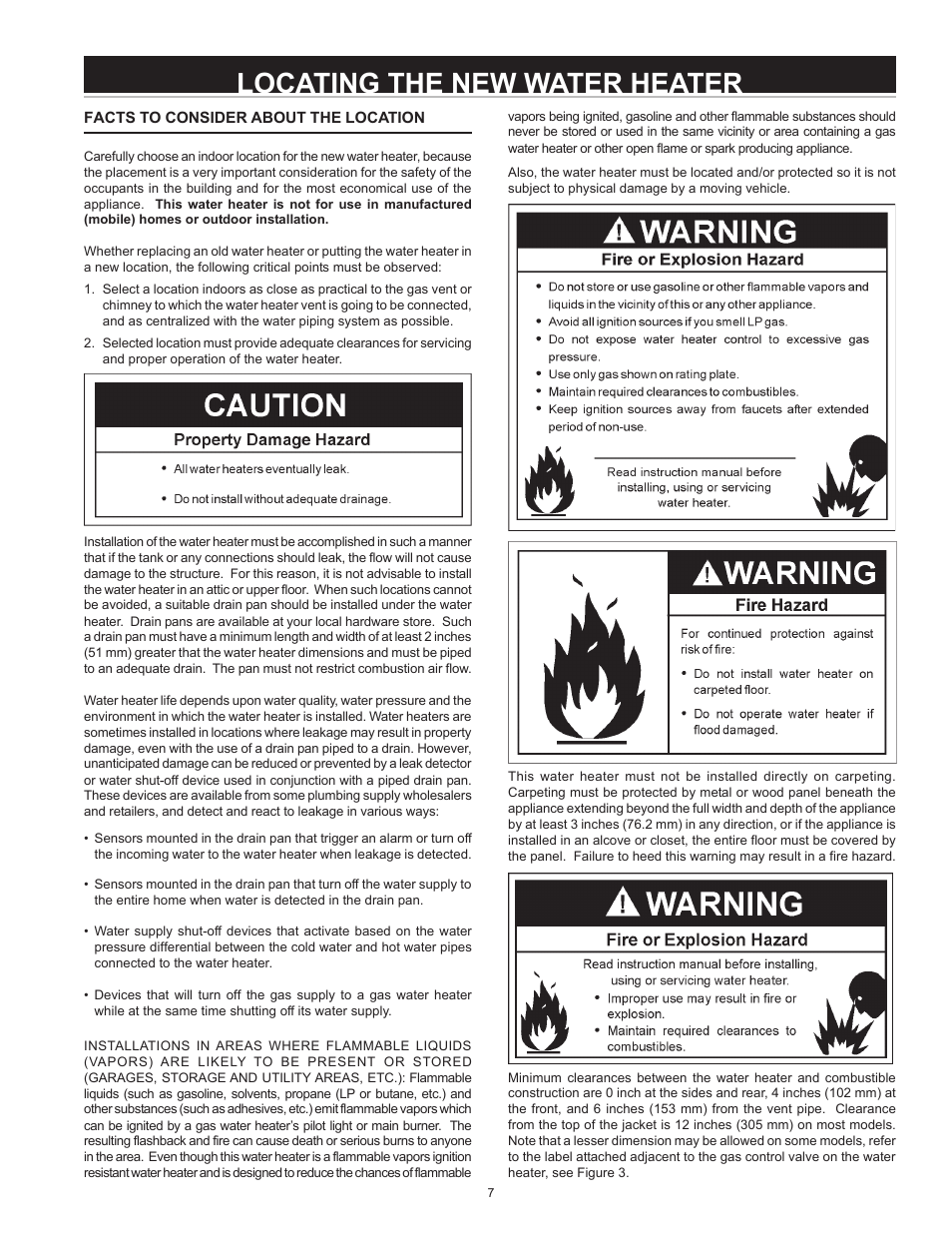 Locating the new water heater | State SBS65 65NE User Manual | Page 7 / 24