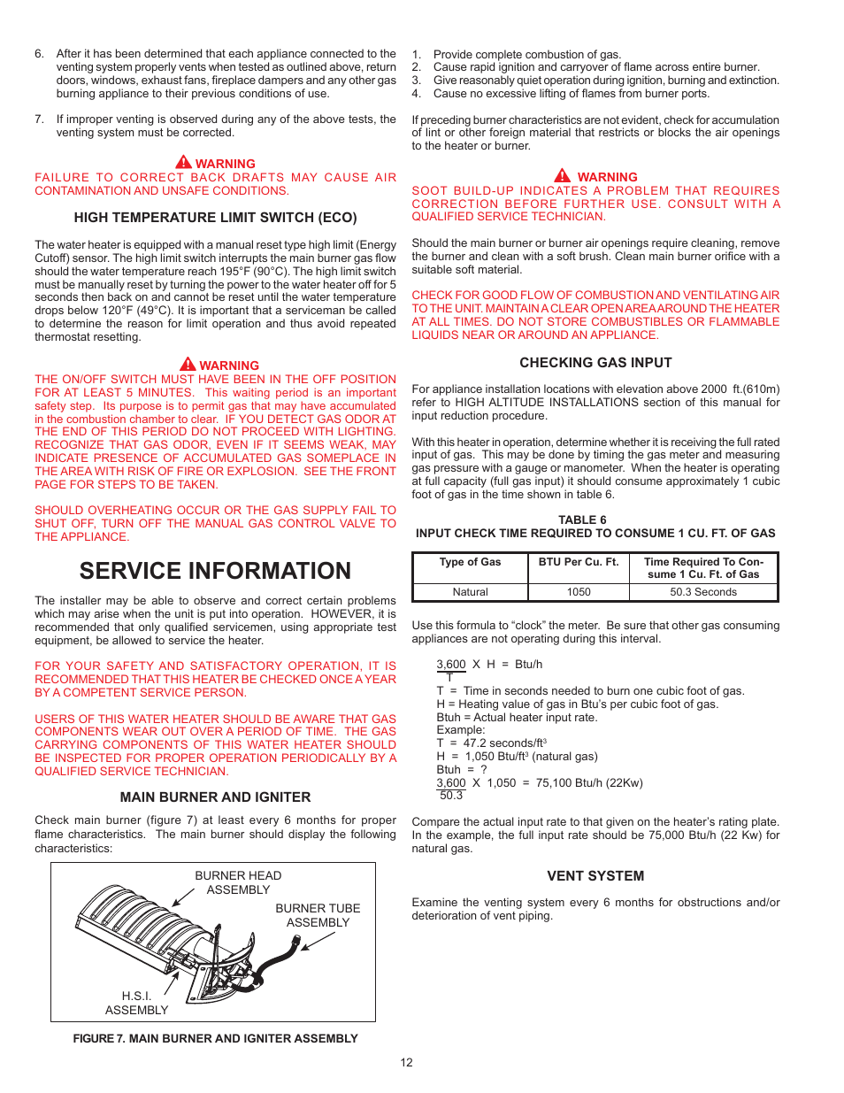 Service information | State SBB75 76NE User Manual | Page 12 / 24