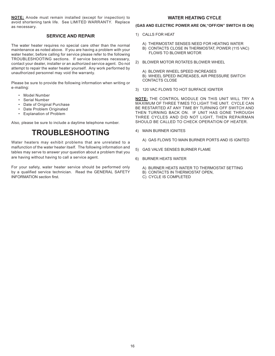 Troubleshooting | State SBB75 76NE User Manual | Page 16 / 24