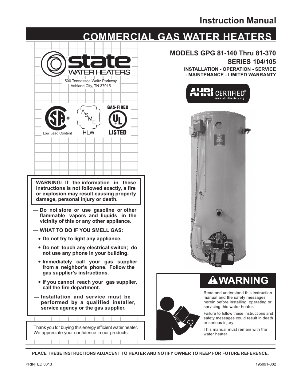 State GPG 81 370NEA User Manual | 56 pages