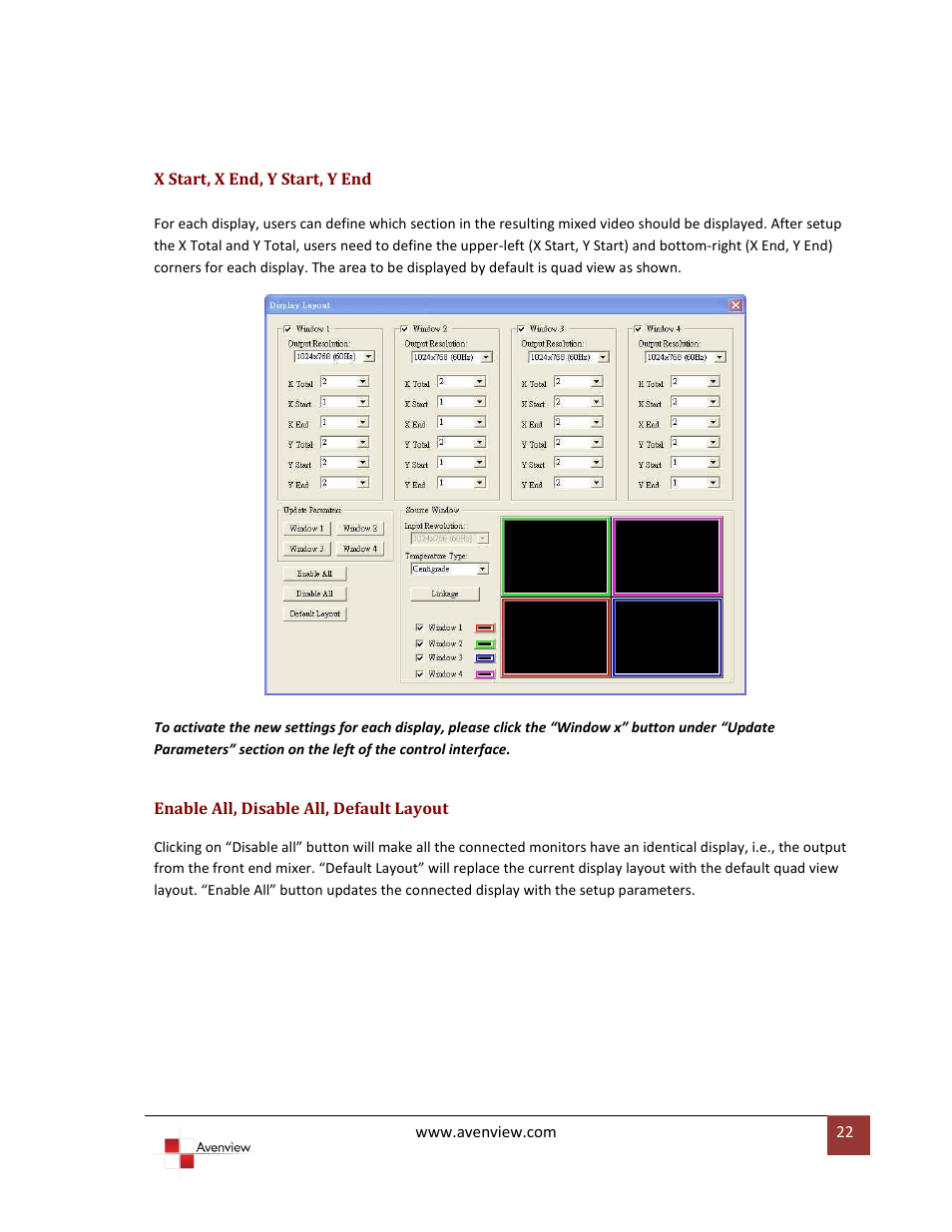 Avenview DVI-VIDEOWALL-4 User Manual | Page 22 / 29