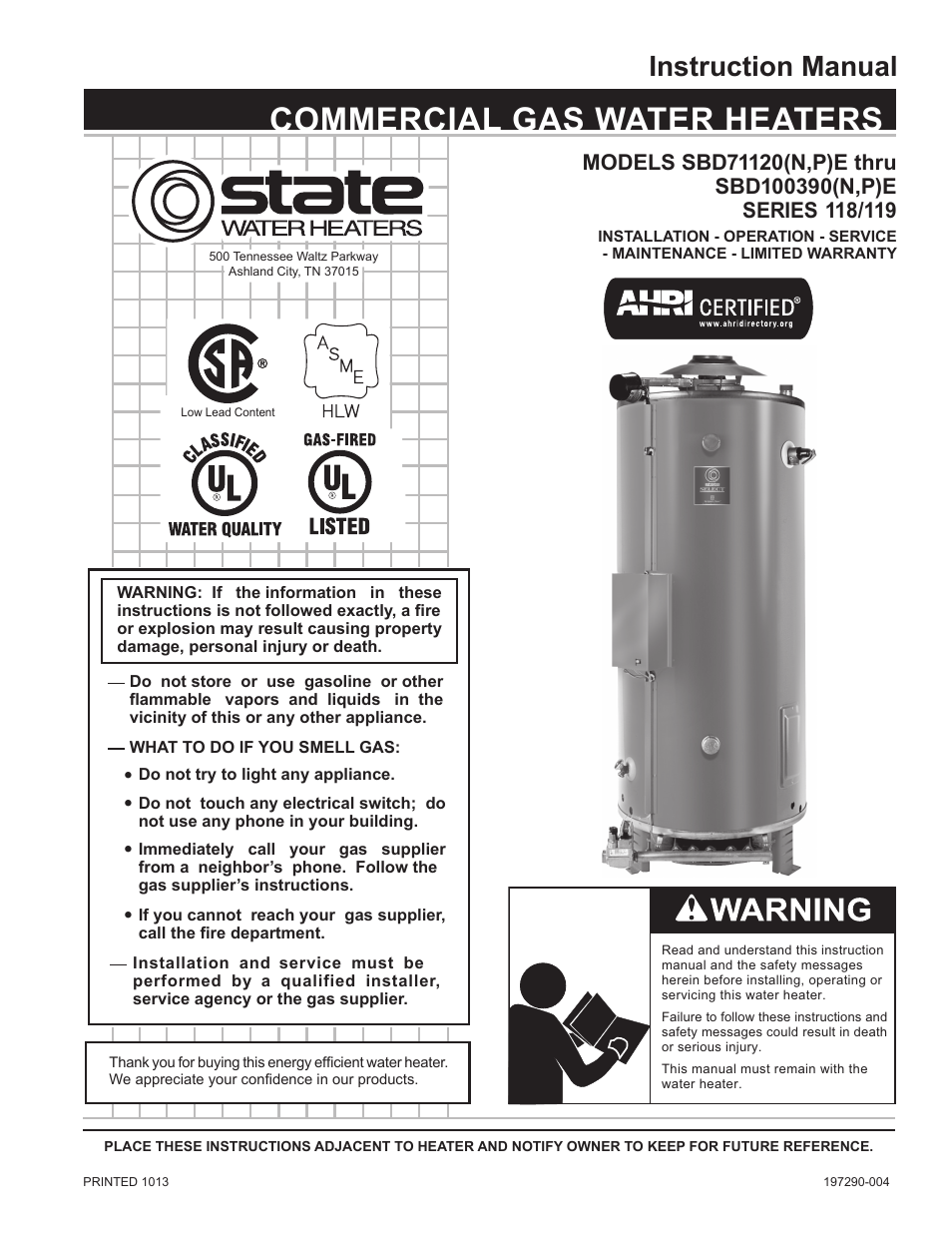 State SBD85 365NE A User Manual | 56 pages