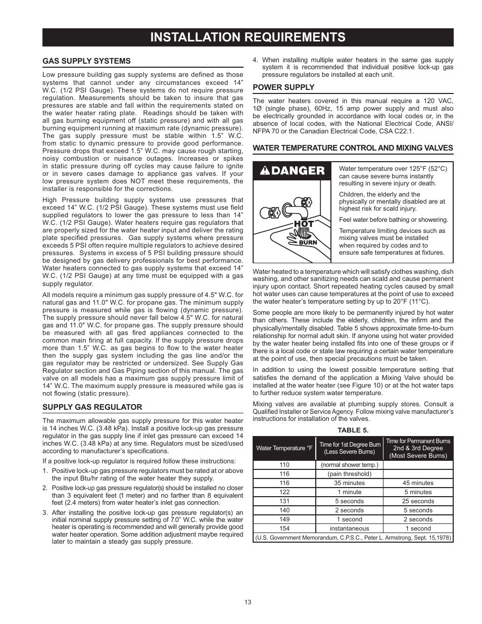 Installation requirements | State SBD85 365NE A User Manual | Page 13 / 56