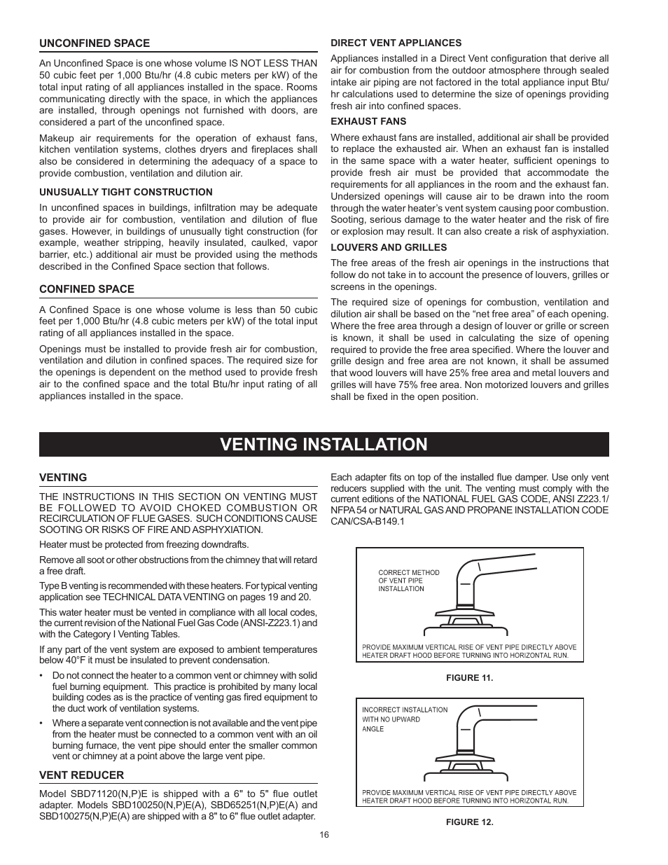 Venting installation | State SBD85 365NE A User Manual | Page 16 / 56