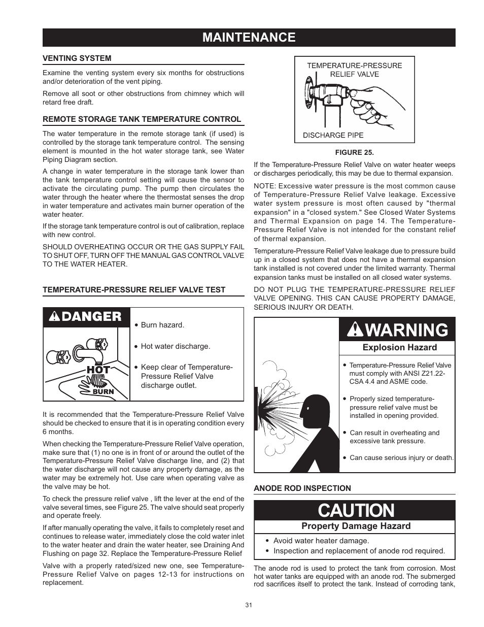 Caution, Maintenance | State SBD85 365NE A User Manual | Page 31 / 56