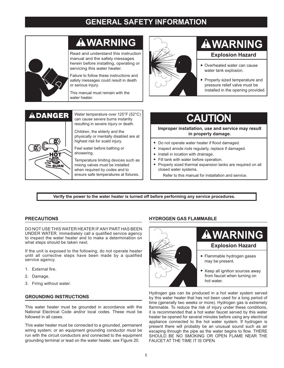 Caution, General safety information, Explosion hazard | State SBD85 365NE A User Manual | Page 5 / 56