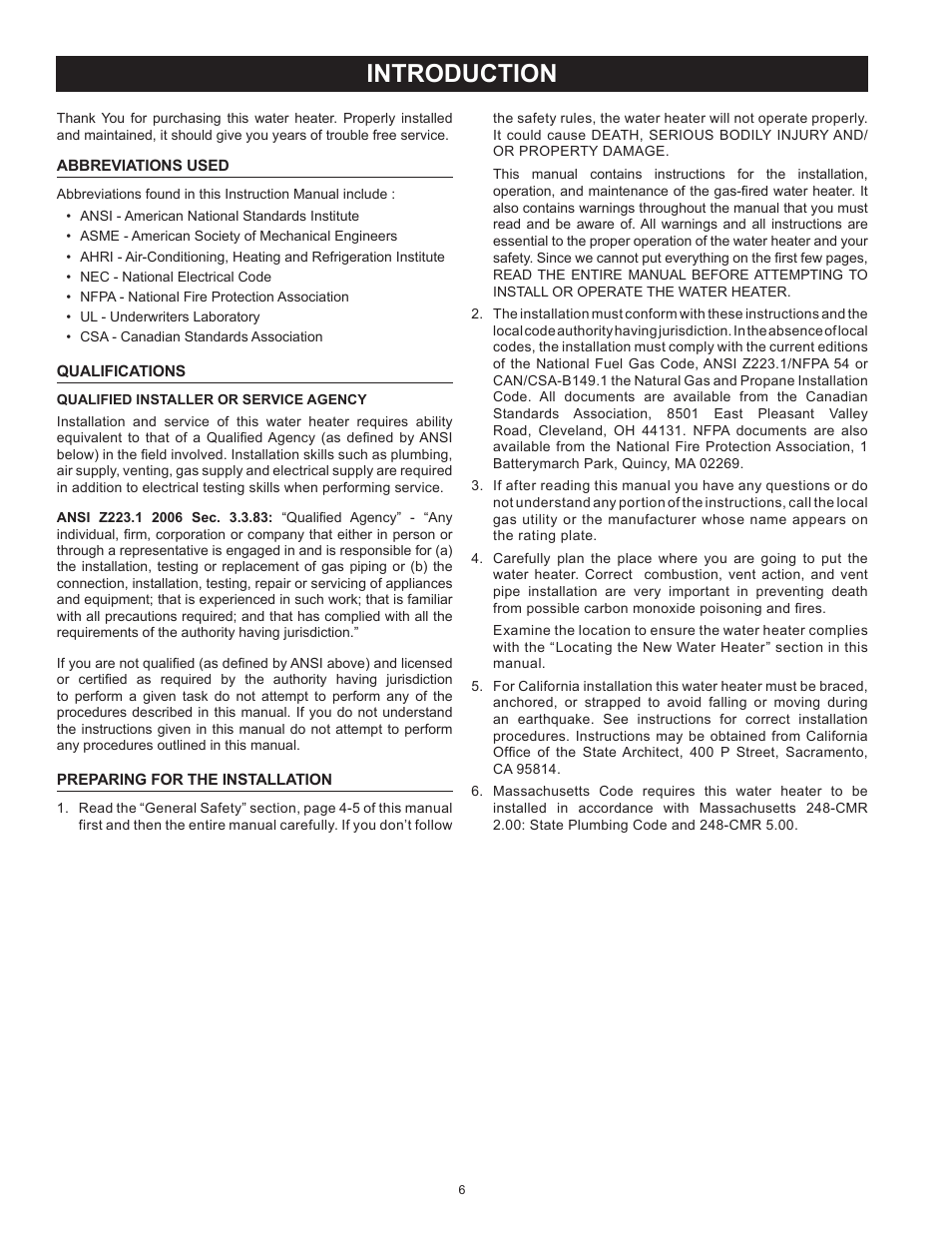 Introduction | State SBD85 365NE A User Manual | Page 6 / 56