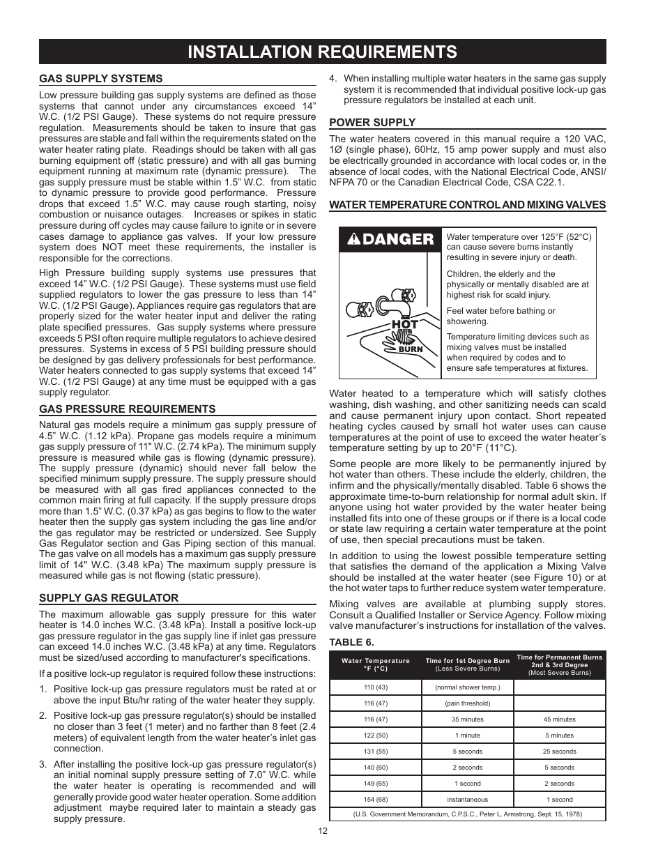 Installation requirements | State SBD85 500PE User Manual | Page 12 / 52