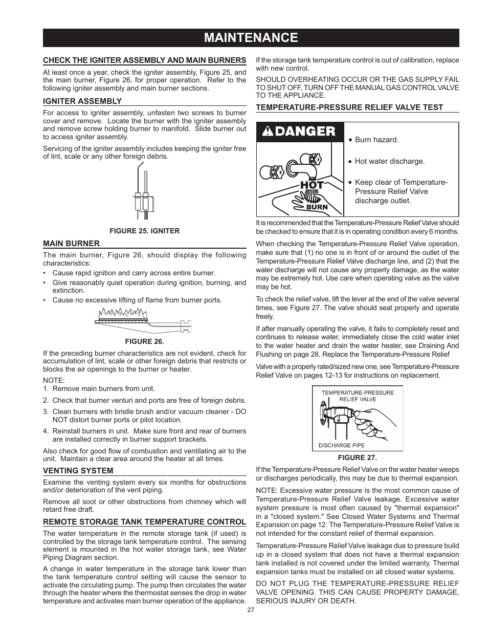 Maintenance | State SBD85 500PE User Manual | Page 27 / 52