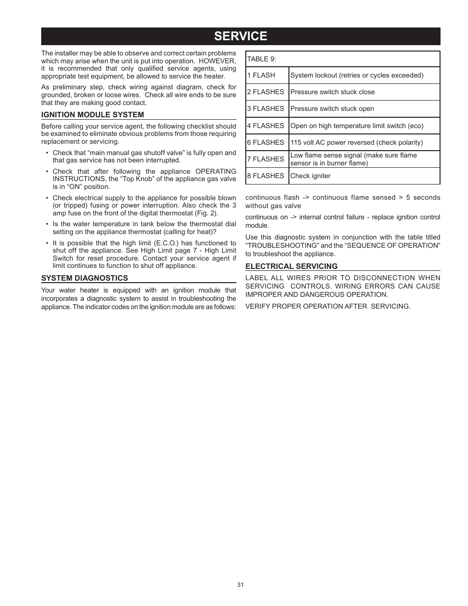 Service | State SBD85 500PE User Manual | Page 31 / 52