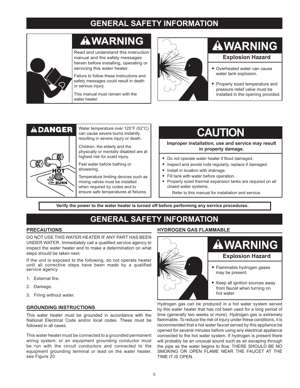 Caution, General safety information, Explosion hazard | State SBD85 500PE User Manual | Page 5 / 52