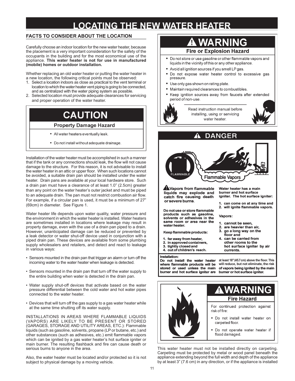 Locating the new water heater | State SHE50 76 User Manual | Page 11 / 40