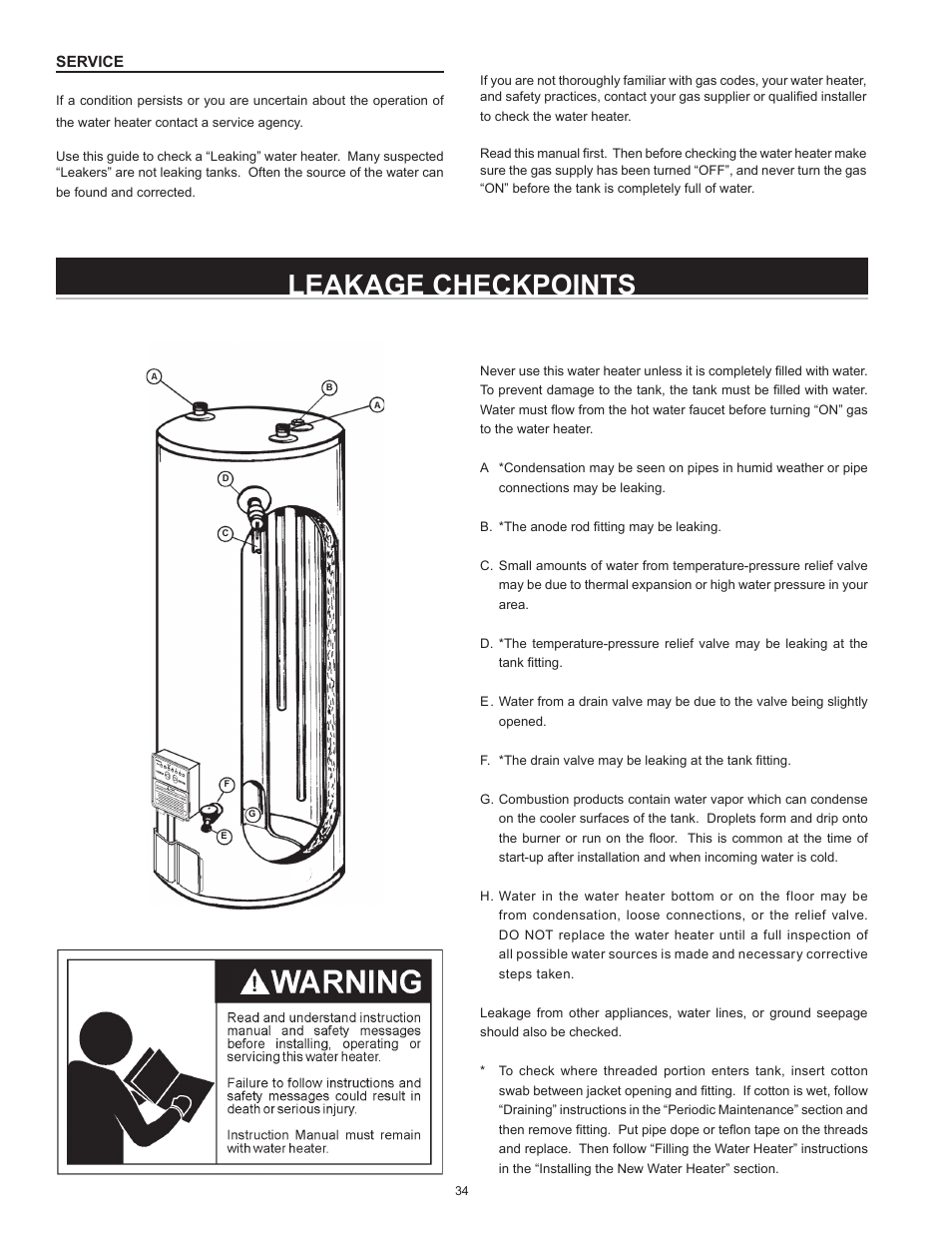 Leakage checkpoints | State SHE50 76 User Manual | Page 34 / 40