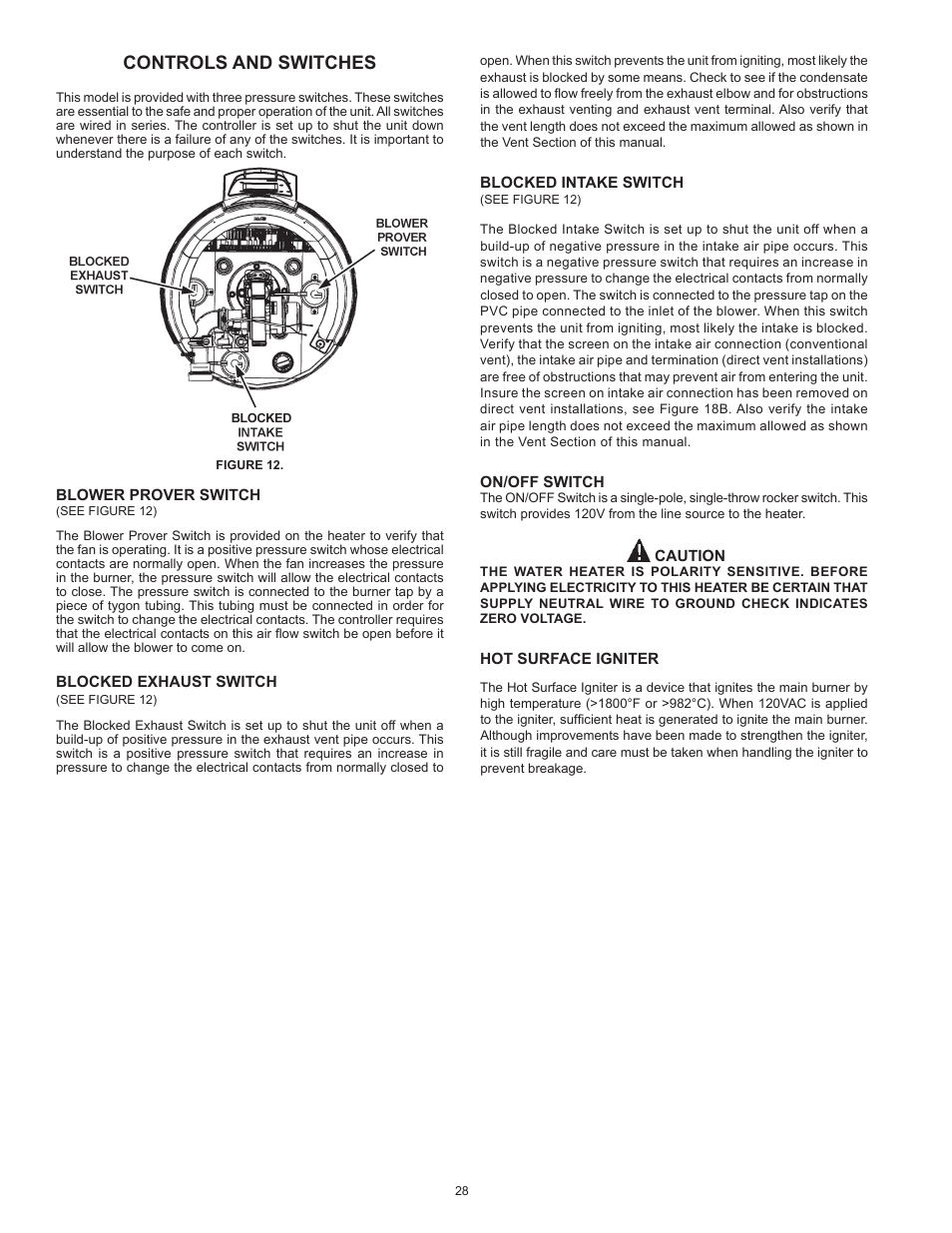 Controls and switches | State SHE50 100 User Manual | Page 28 / 44