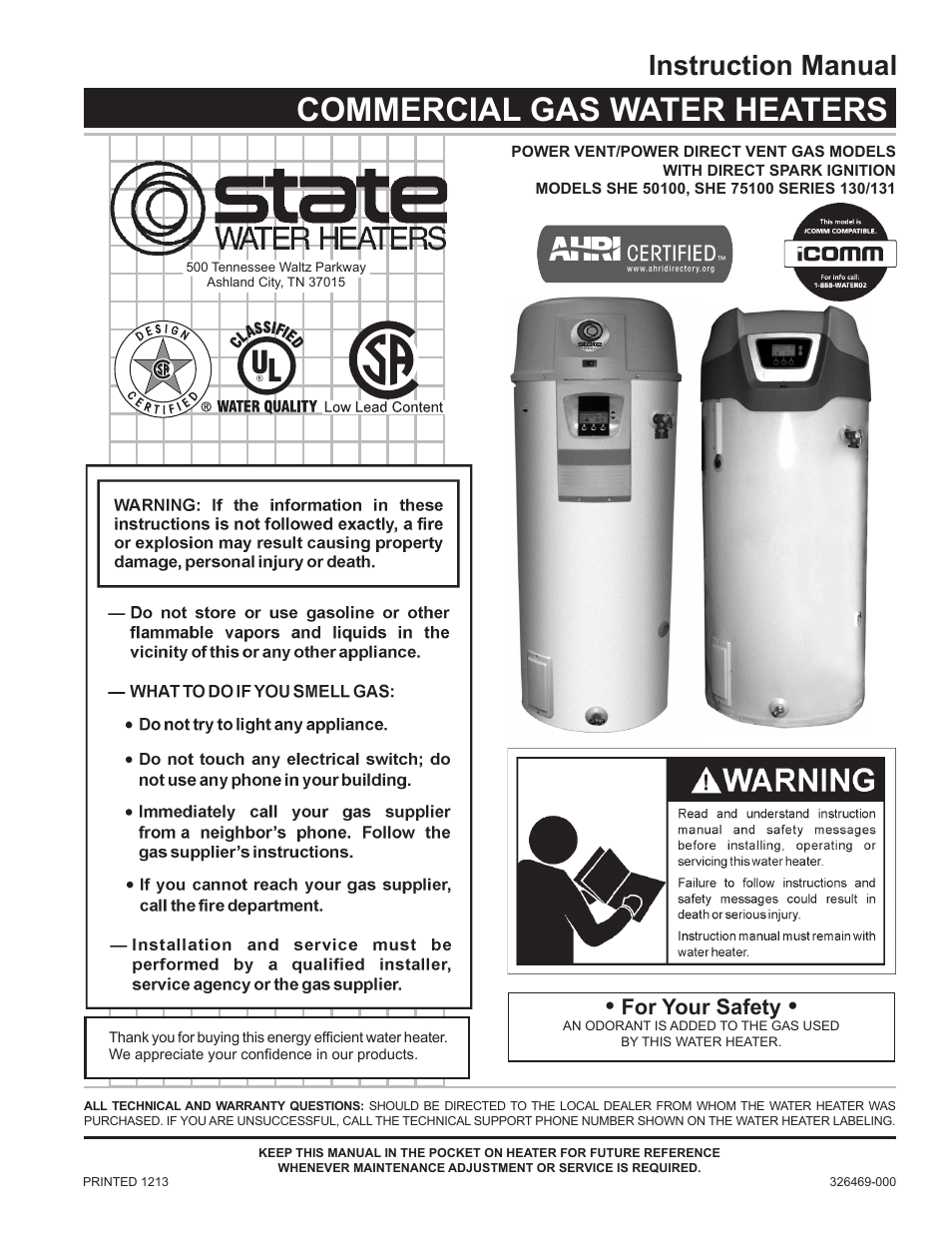 State SHE75 100NE User Manual | 60 pages