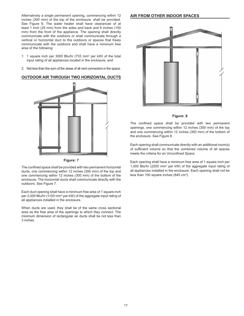 Outdoor air through two horizontal ducts, Air from other indoor spaces | State SHE75 100NE User Manual | Page 17 / 60