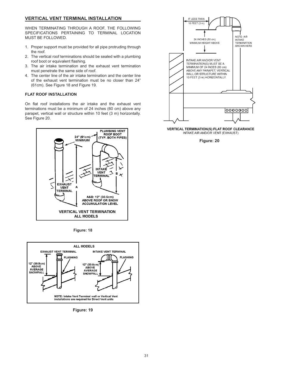 Vertical vent terminal installation | State SHE75 100NE User Manual | Page 31 / 60
