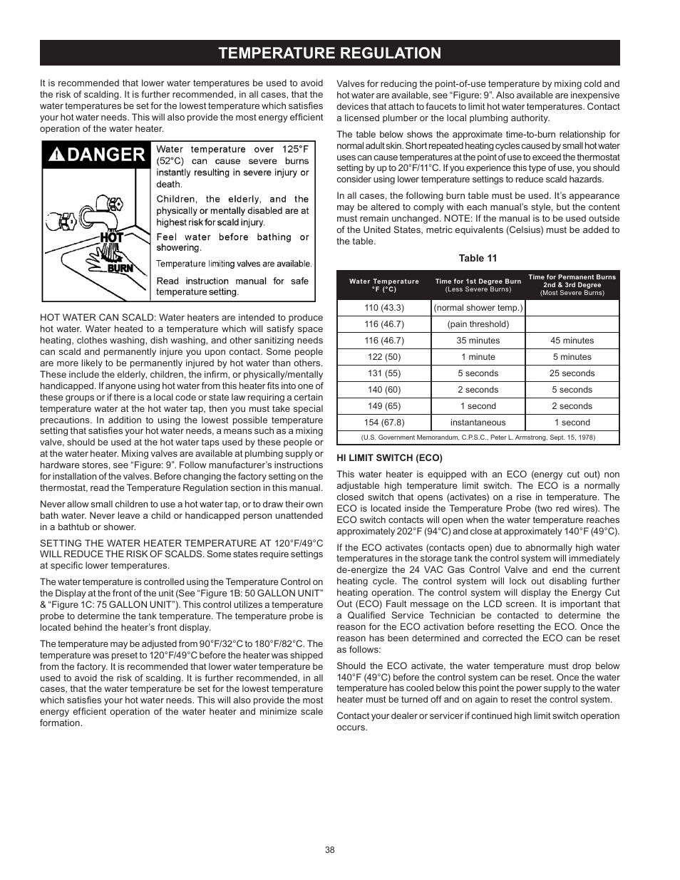 Temperature regulation | State SHE75 100NE User Manual | Page 38 / 60