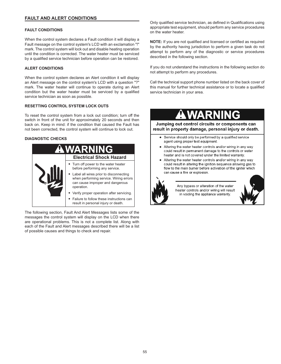 Fault and alert conditions | State SHE75 100NE User Manual | Page 55 / 60