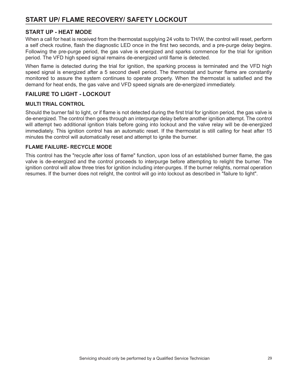 Start up/ flame recovery/ safety lockout | State SBL85 390NE A User Manual | Page 31 / 38