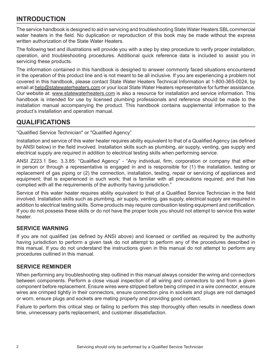 Introduction, Qualifications, Introduction qualifications | State SBL85 390NE A User Manual | Page 4 / 38