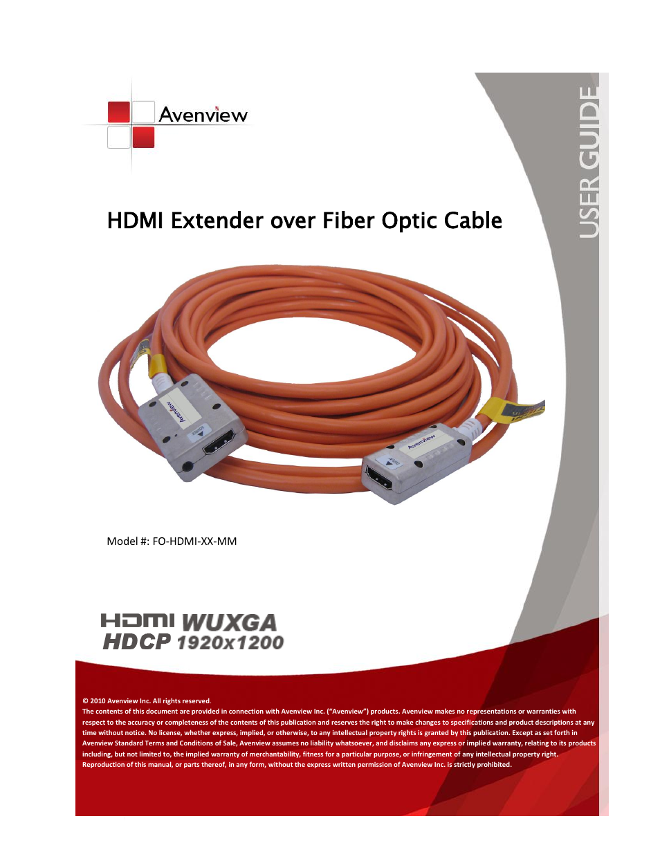 Avenview FO-HDMI-XX-MM User Manual | 12 pages