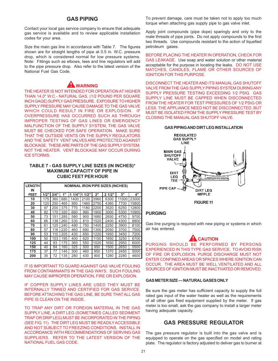 Gas piping, Gas pressure regulator | State SBN85 390NE A User Manual | Page 21 / 32