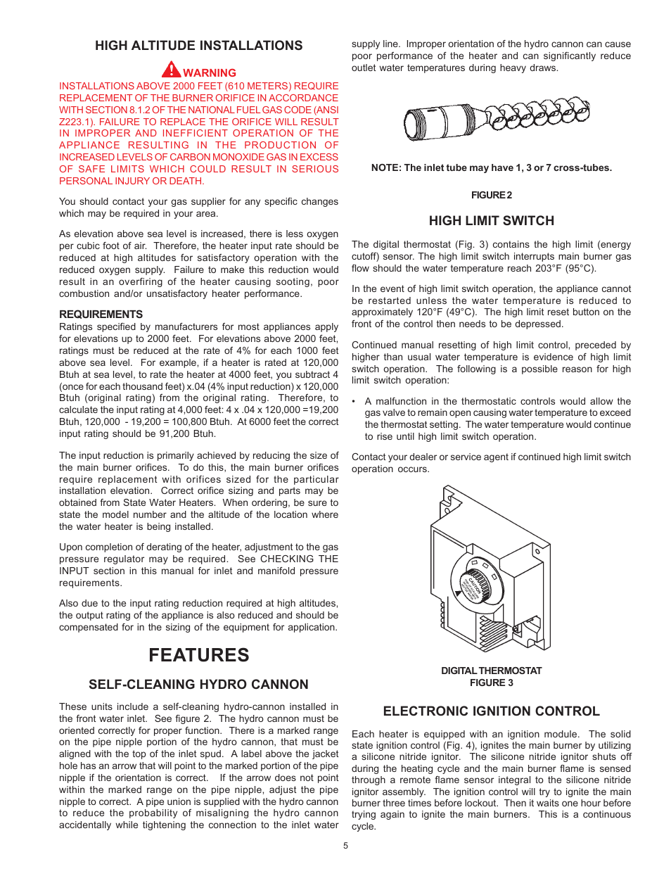 Features | State SBN85 390NE A User Manual | Page 5 / 32