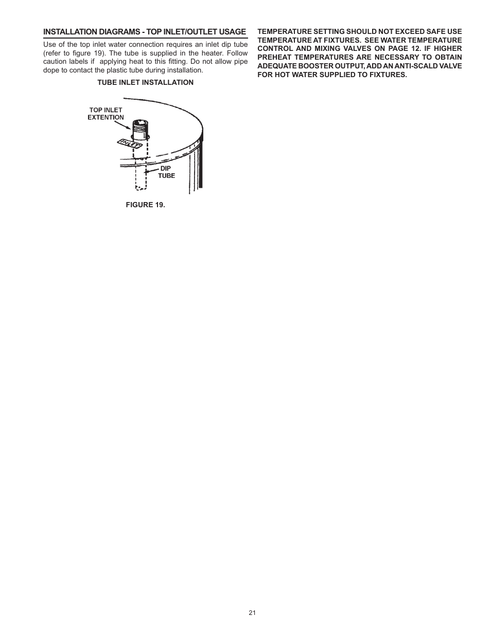 Installation diagrams - top inlet/outlet usage | State SBN85 390NE A User Manual | Page 21 / 52