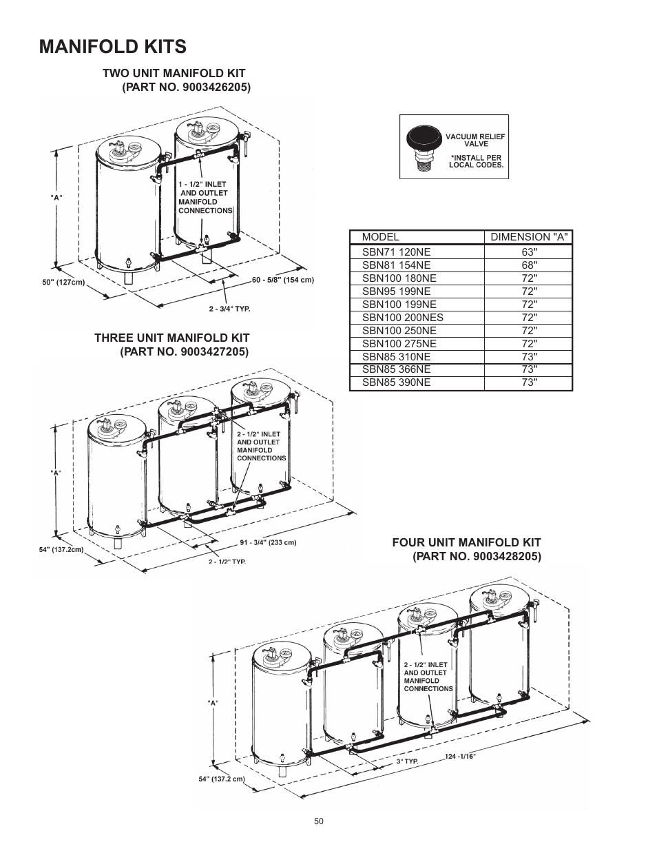 Manifold kits | State SBN85 390NE A User Manual | Page 50 / 52